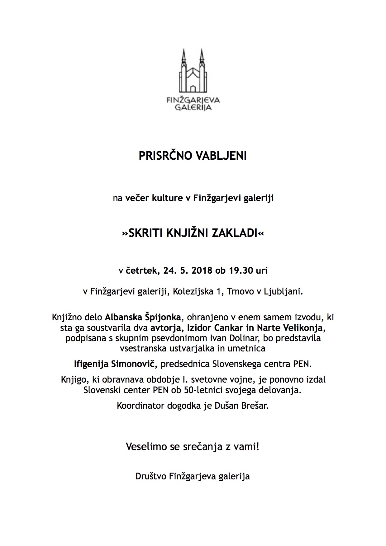 FG VEČER kulture SKRITE KNJIGE - BREŠAR